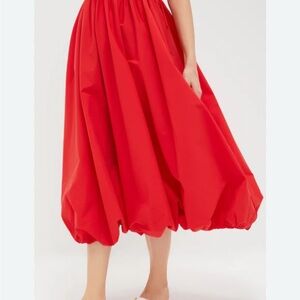 Elegant Red Women's bubble hem Skirt